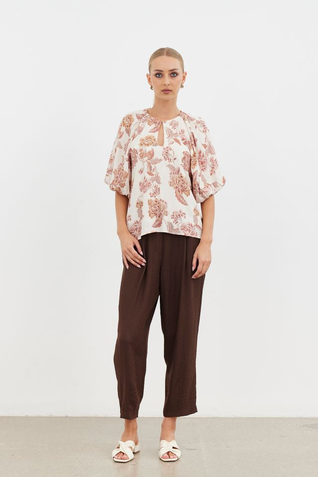 Aurora Puff Sleeve Top - Cinnamon Posey