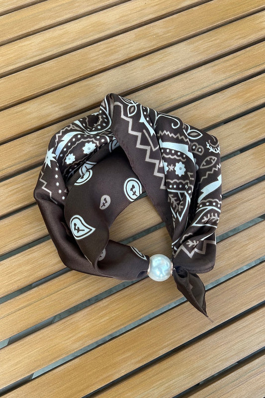 Pearl Fasten Neck Tie - Cocoa Paisley