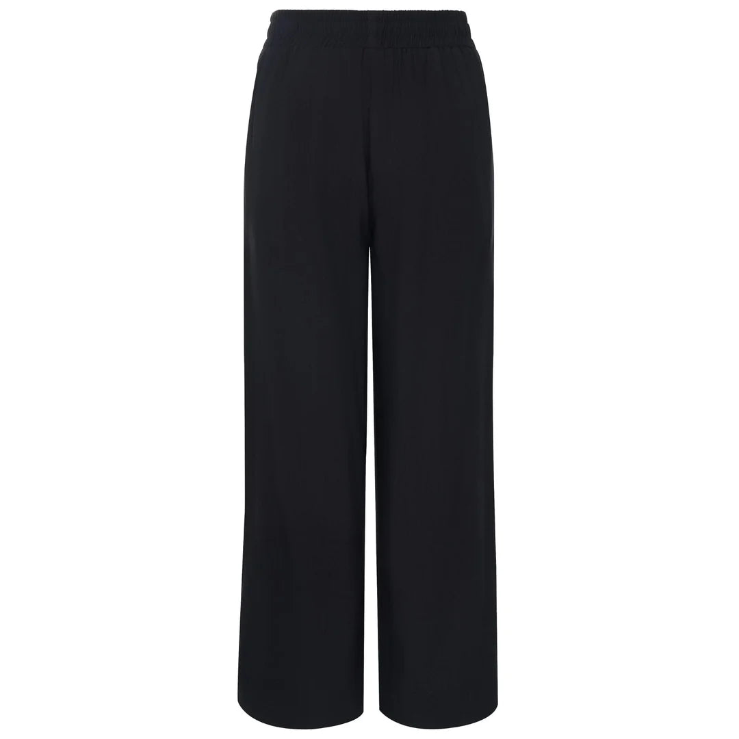 Indiana Wide Leg Pants - Black with Satin