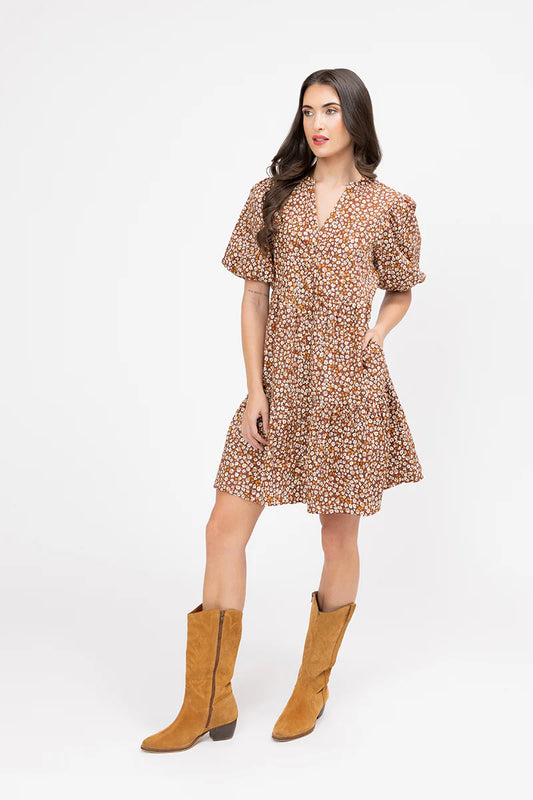 Reflective Mini Dress - Caramel