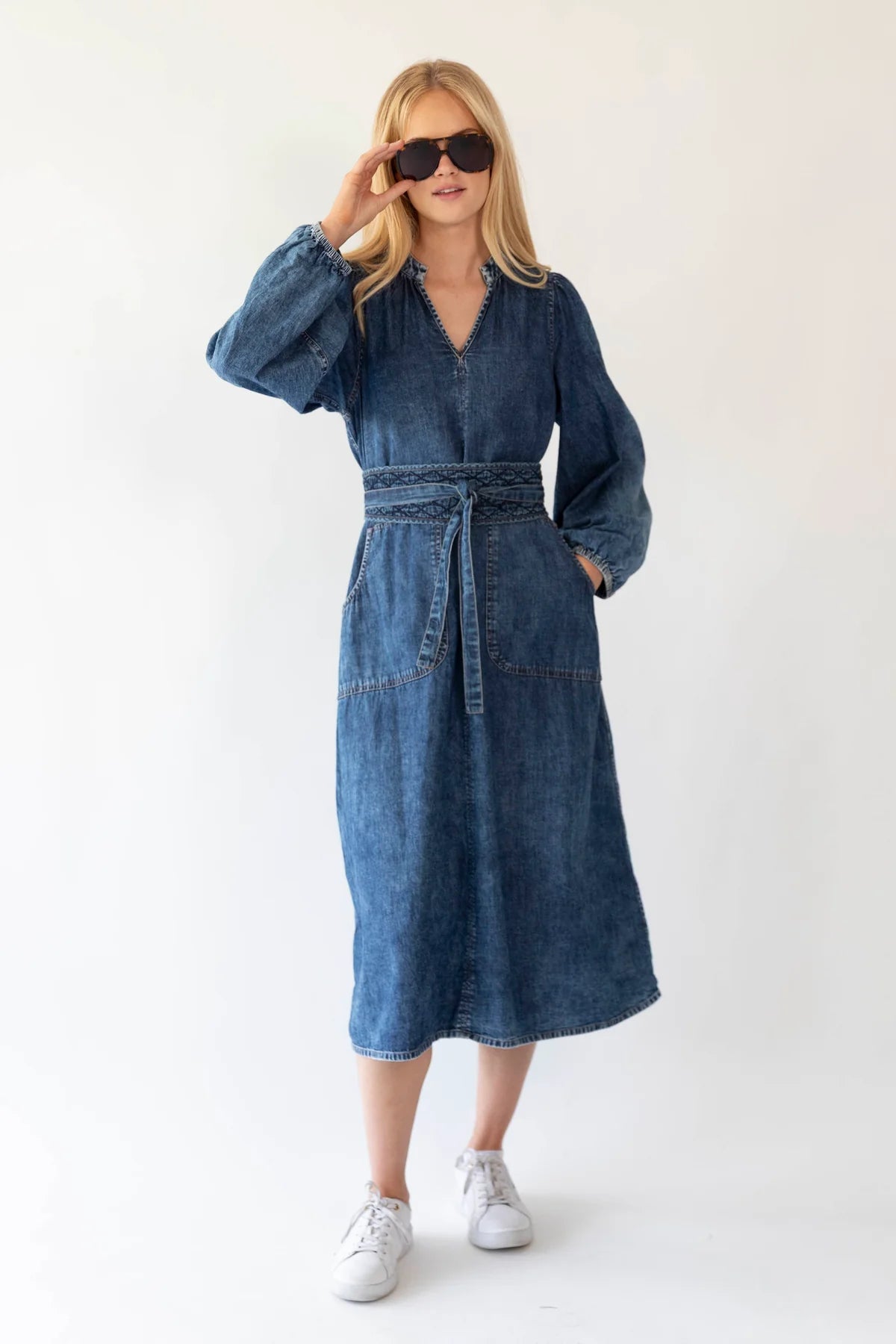 Paris Midi Dress - Dark Denim