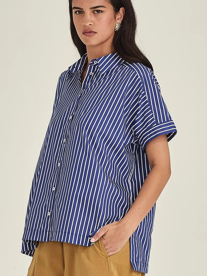 Annie Stripe Shirt - Cobalt Stripe