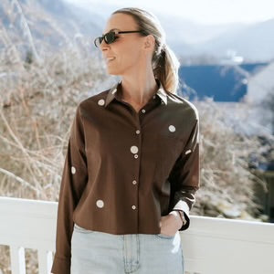 Alex Cropped Shirt - Chocolate Spot
