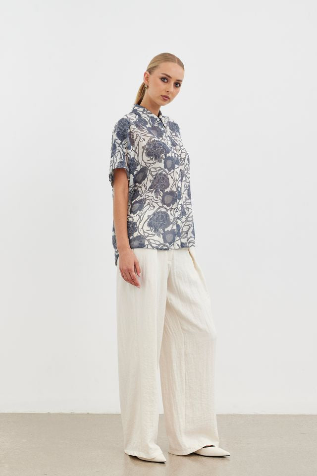 Elia Scoop Shirt - Ivory Atelier Bloom
