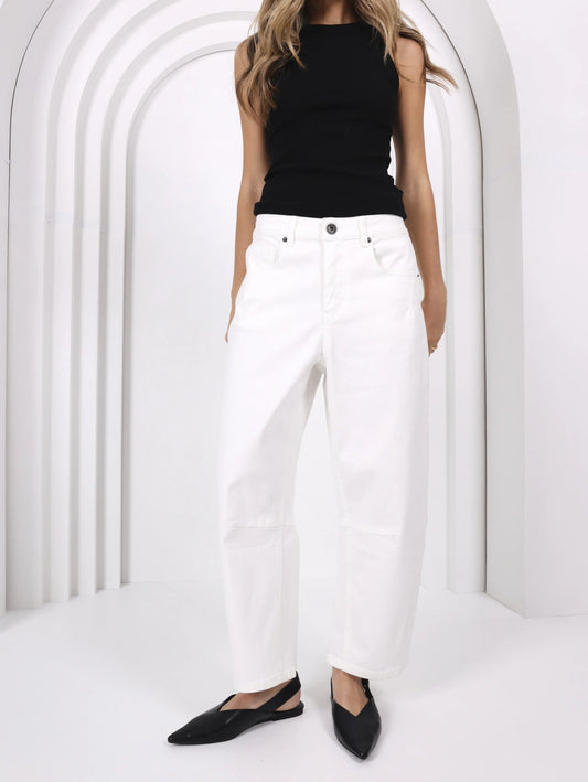 Toni Barrel Jeans - White
