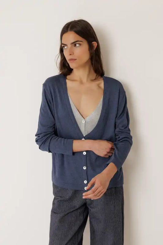 Double Knit Cardigan - Indigo