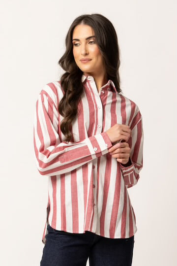 Essential Shirt - Ruby Stripe