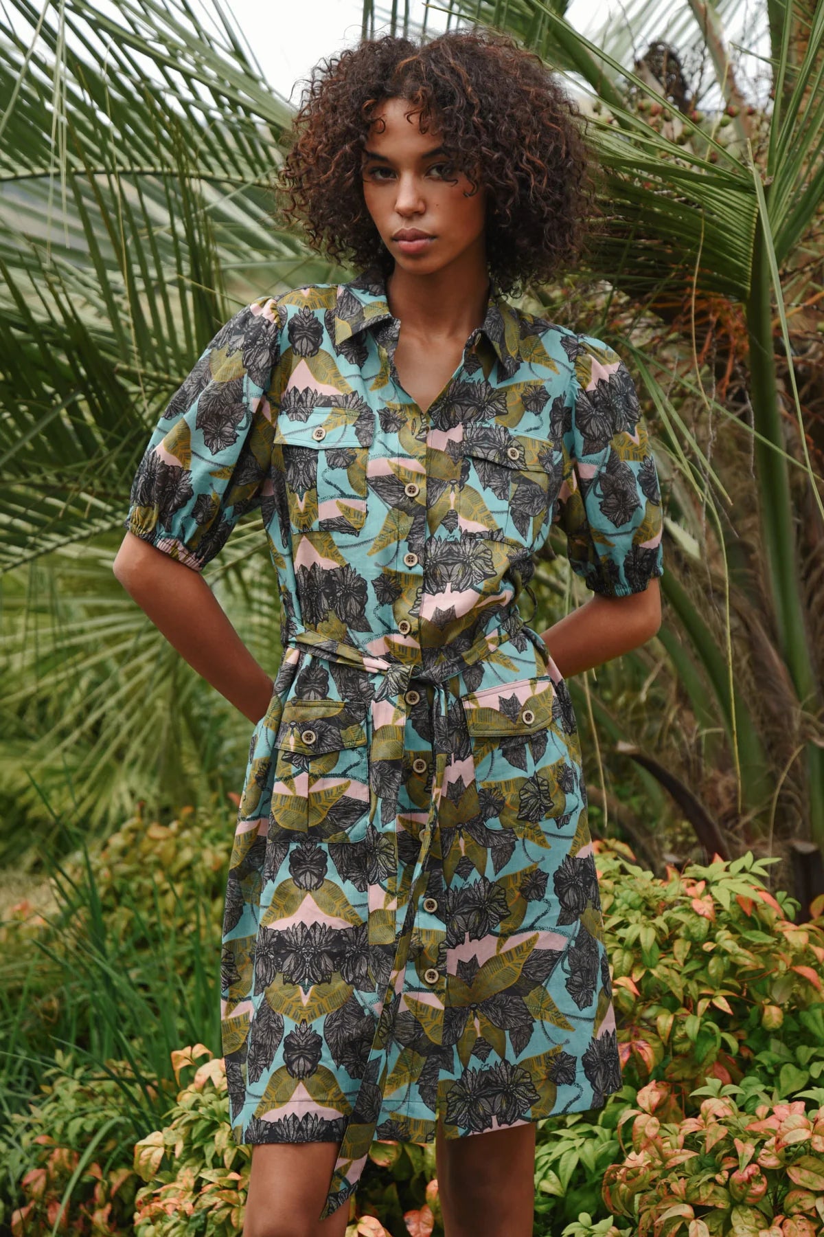 Bon Bon Baby Dress - Blue & Olive