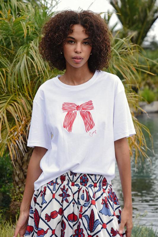 Gotta Bow T-Shirt - White & Red