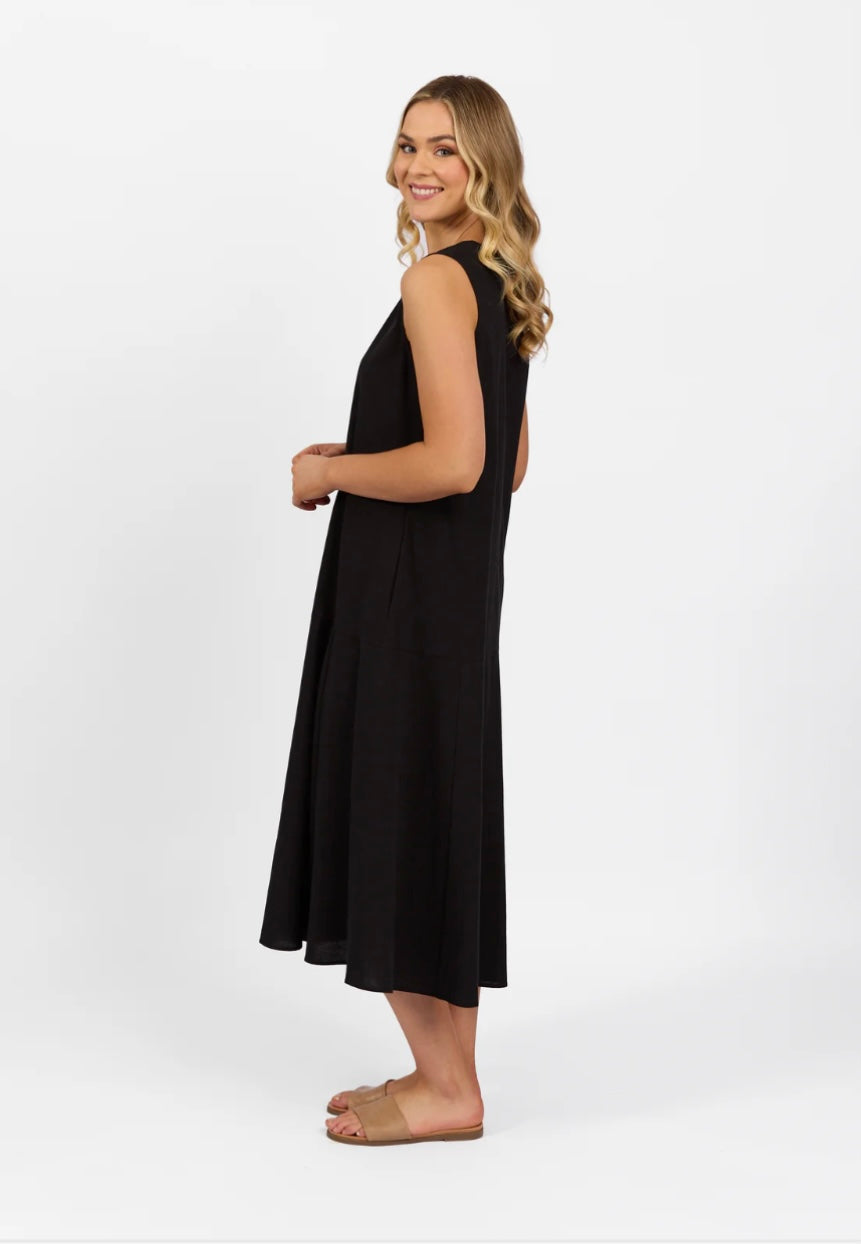 Sleeveless Cotton Dress - Black