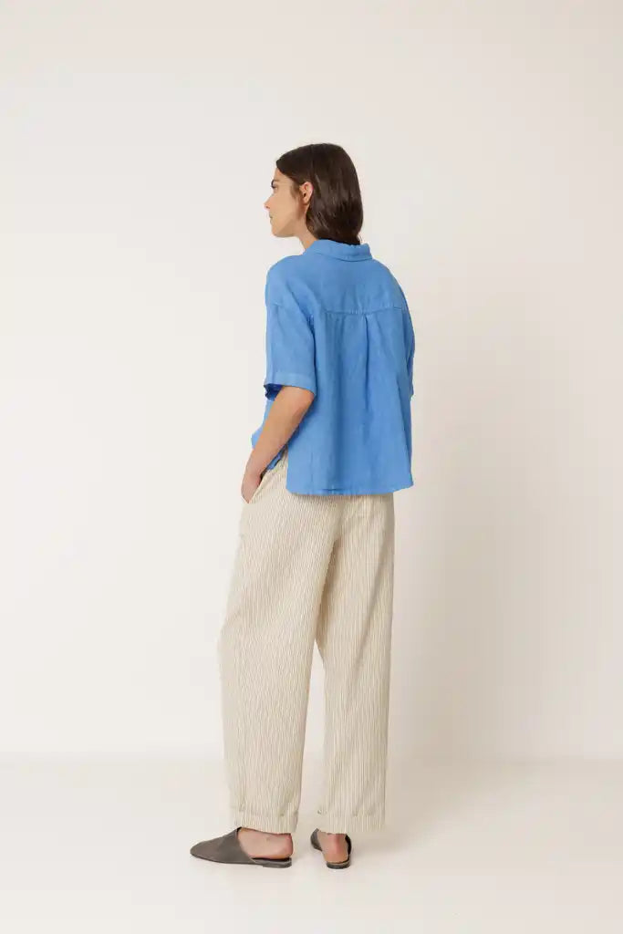 Pleated Pinstripe Pants - Crudo
