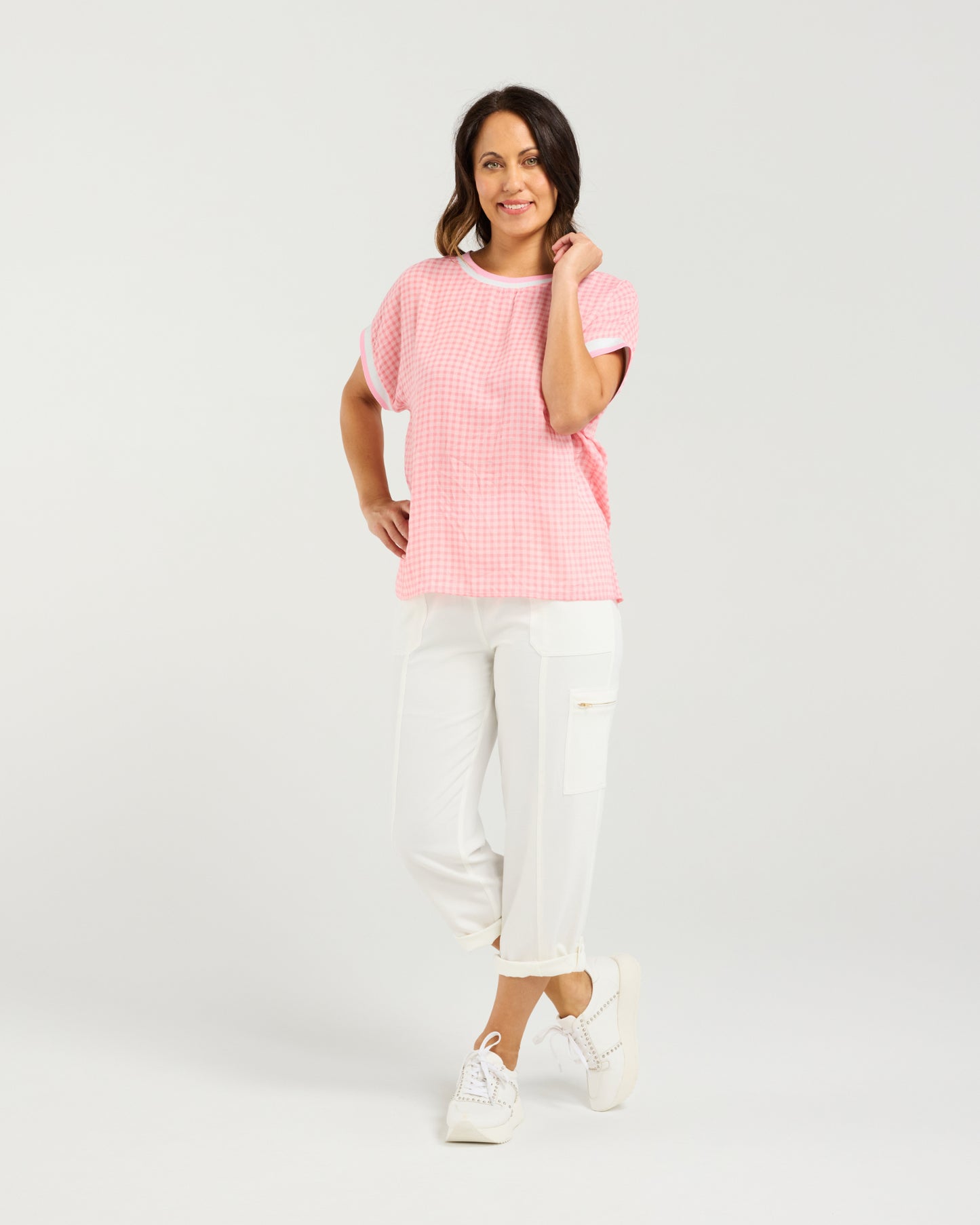 Olivia Top - Pink Check