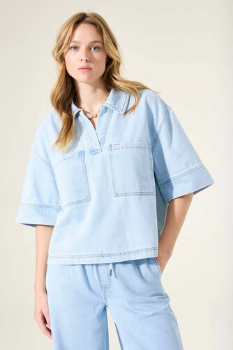 Denim Blouse - Light Blue