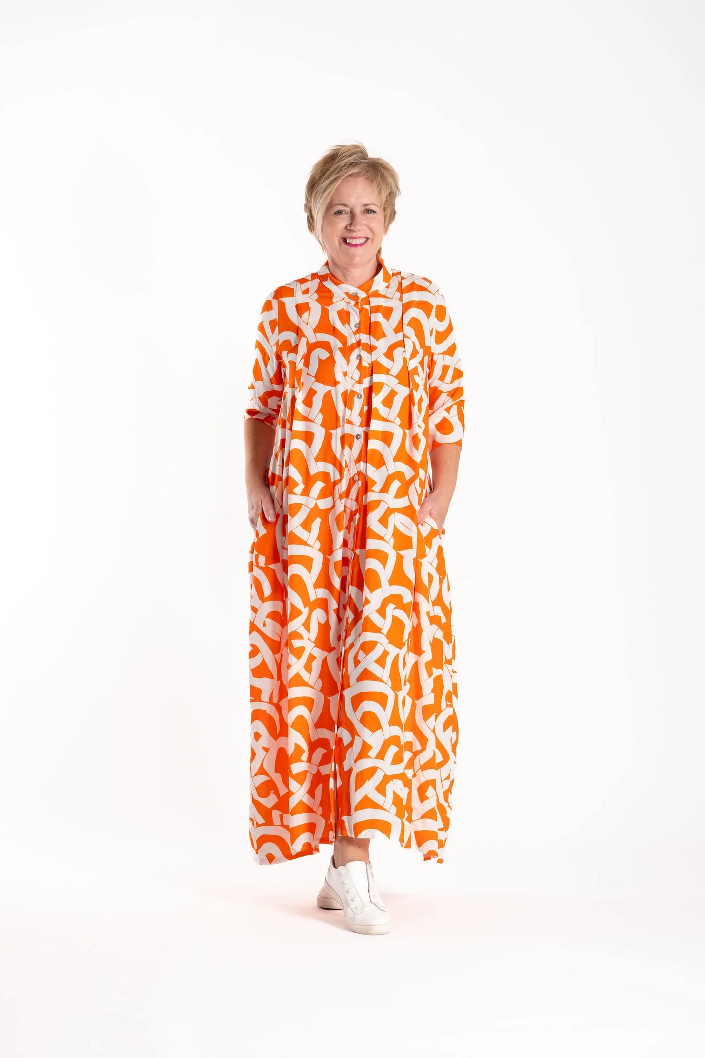 French Me Dress - Grapefruit Scribble