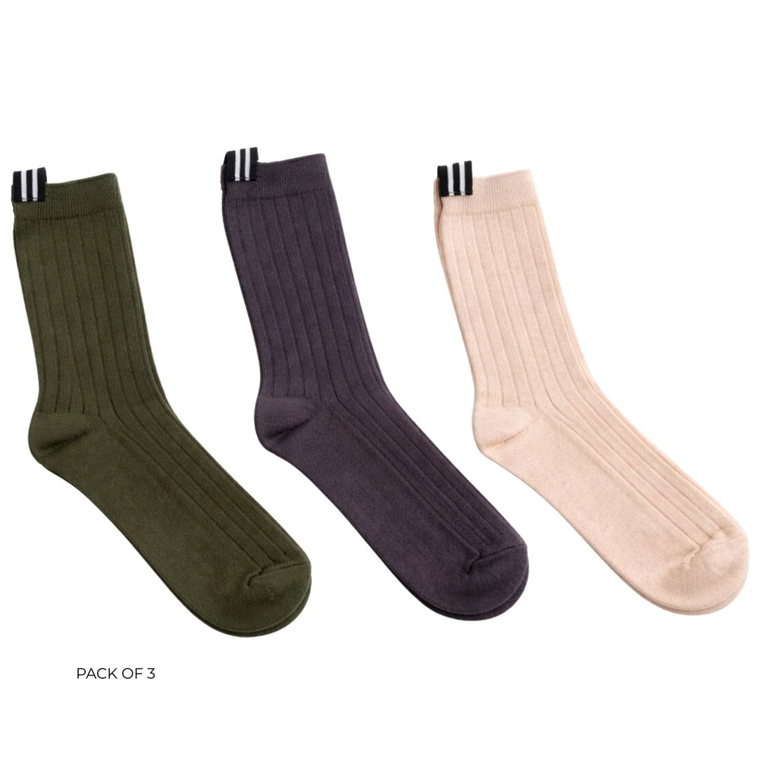 Lily - Wool Blend Socks - Cocoa Powder/Blush/Bonsai