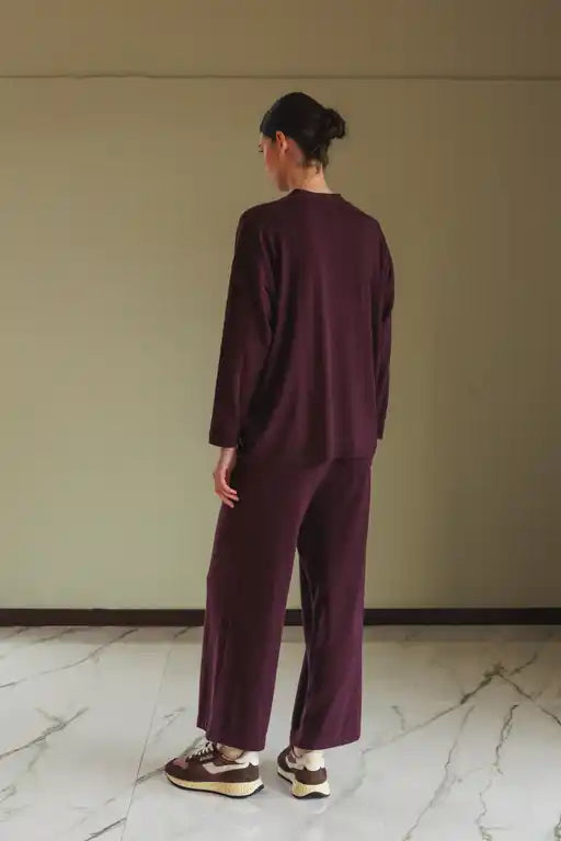 Dropped Shoulder Cardy - Plum