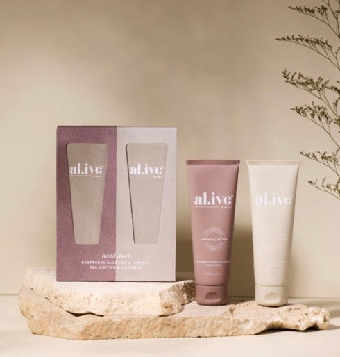 al.ive - Hand Cream Duet - Raspberry Blossom & Juniper - Sea Cotton & Coconut