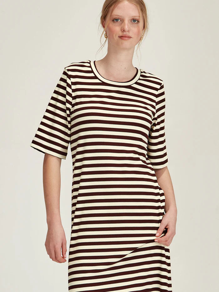 Gianna Striped Dress - Cocoa/Ivory