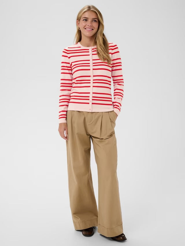 Pila Cardigan - Chalk Pink/Red Multi Stripe