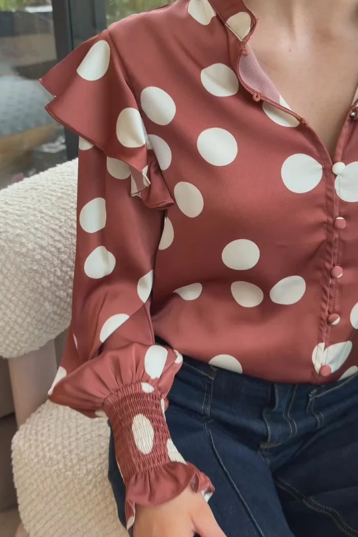 Gigi Blouse Spot Dot - Brown