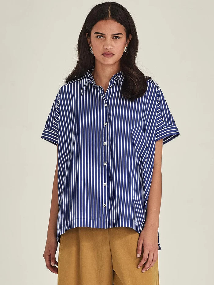 Annie Stripe Shirt - Cobalt Stripe