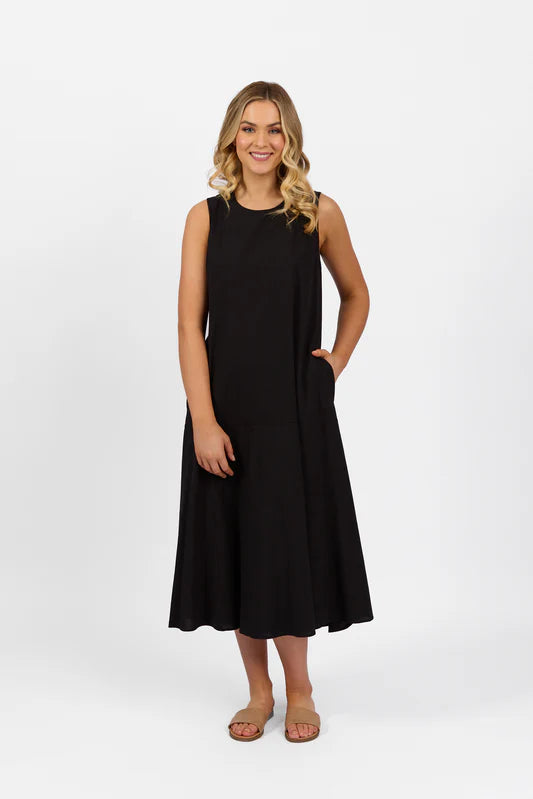 Sleeveless Cotton Dress - Black