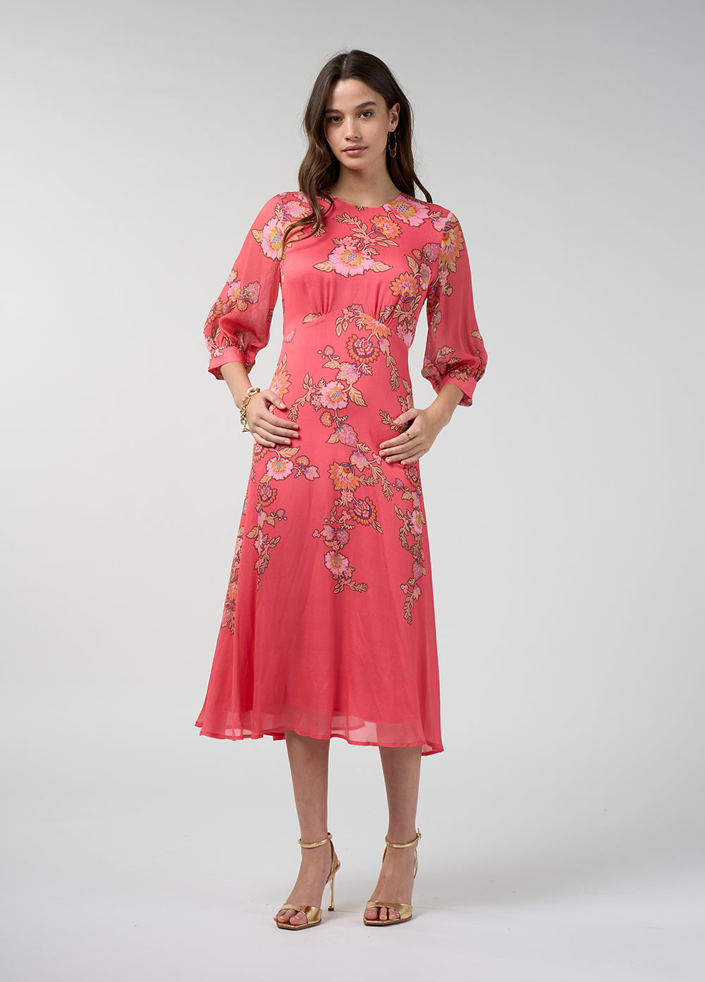 Marissa Midi Dress - Coral Multi
