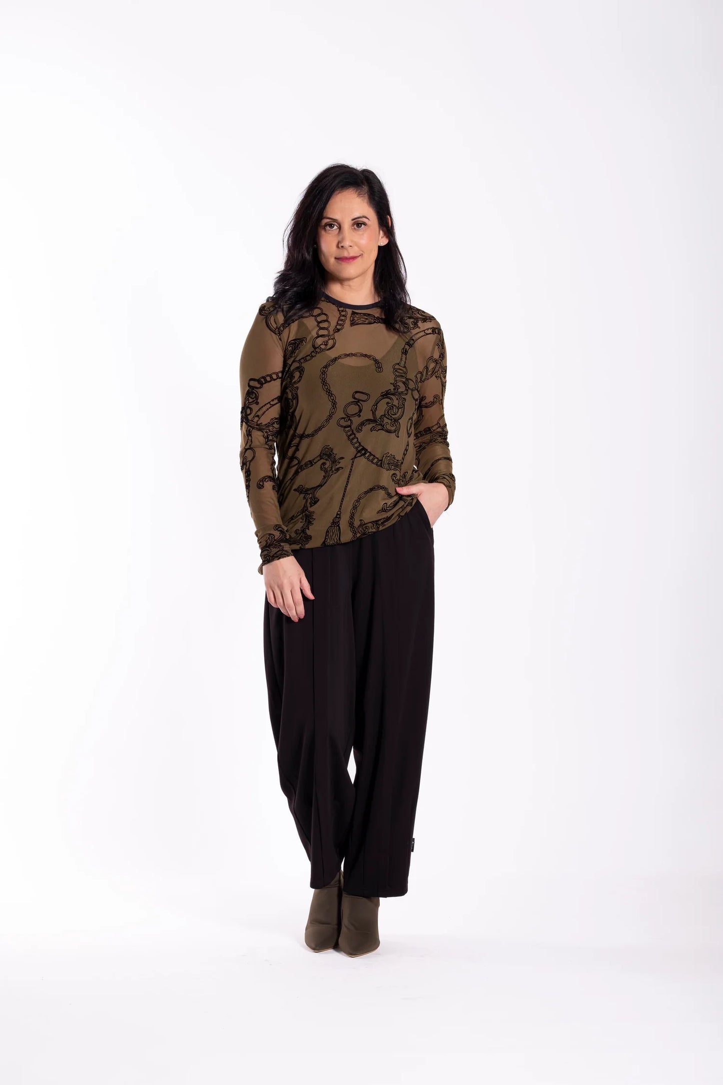 Non-Turtle Top Tassles & Chains - Olive