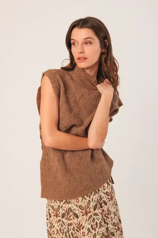 Crochet Vest - Camel