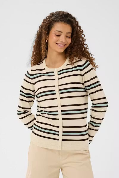 Pila Cardigan - Brown Rice Stripe