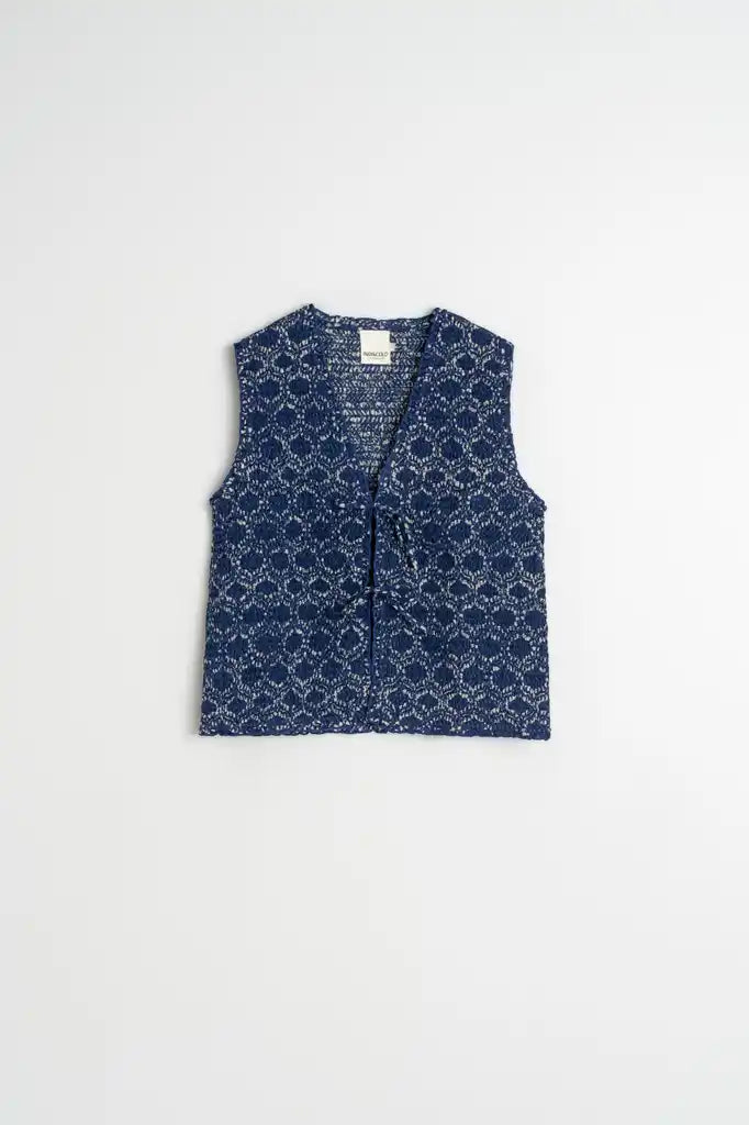 Sheered Tie Vest - Indigo