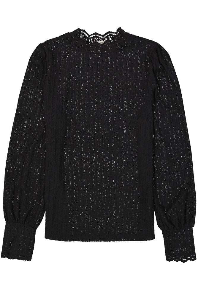 Puff Sleeve Textured Knit - Black