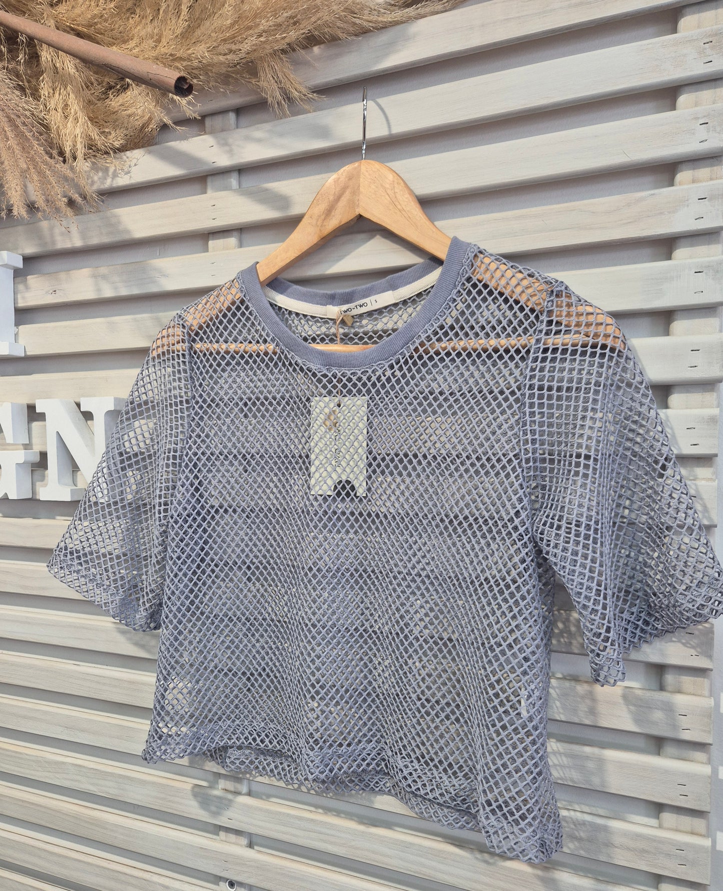 Arrow Mesh Top - Grey