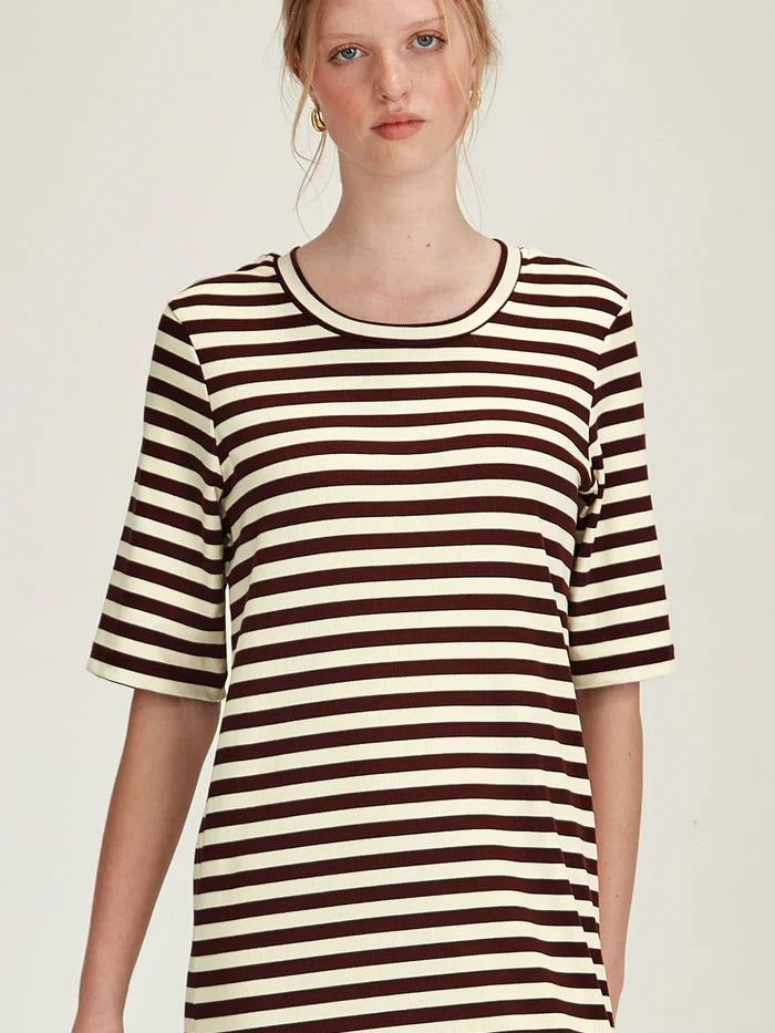 Gianna Striped Dress - Cocoa/Ivory
