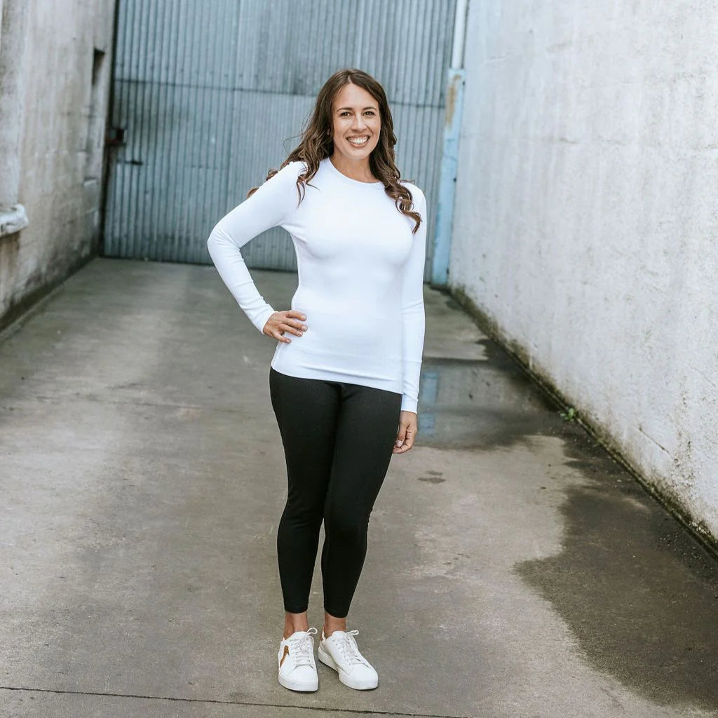 Lina Long Sleeve Rib Knit - White