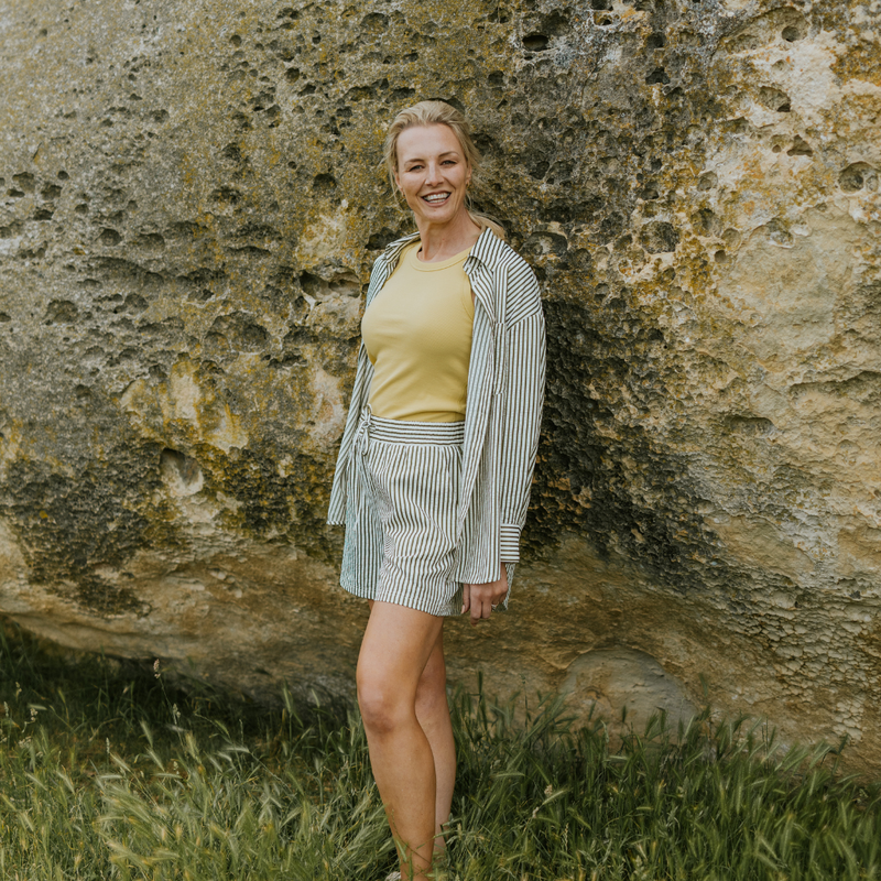 Sassy Women’s Long Sleeve Shirt - Bonsai/White Stripe