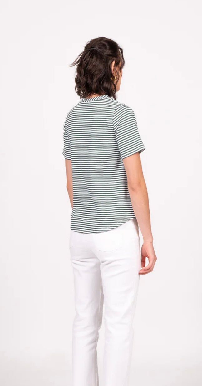 Emilia Top Short Sleeve - Evergreen Stripe