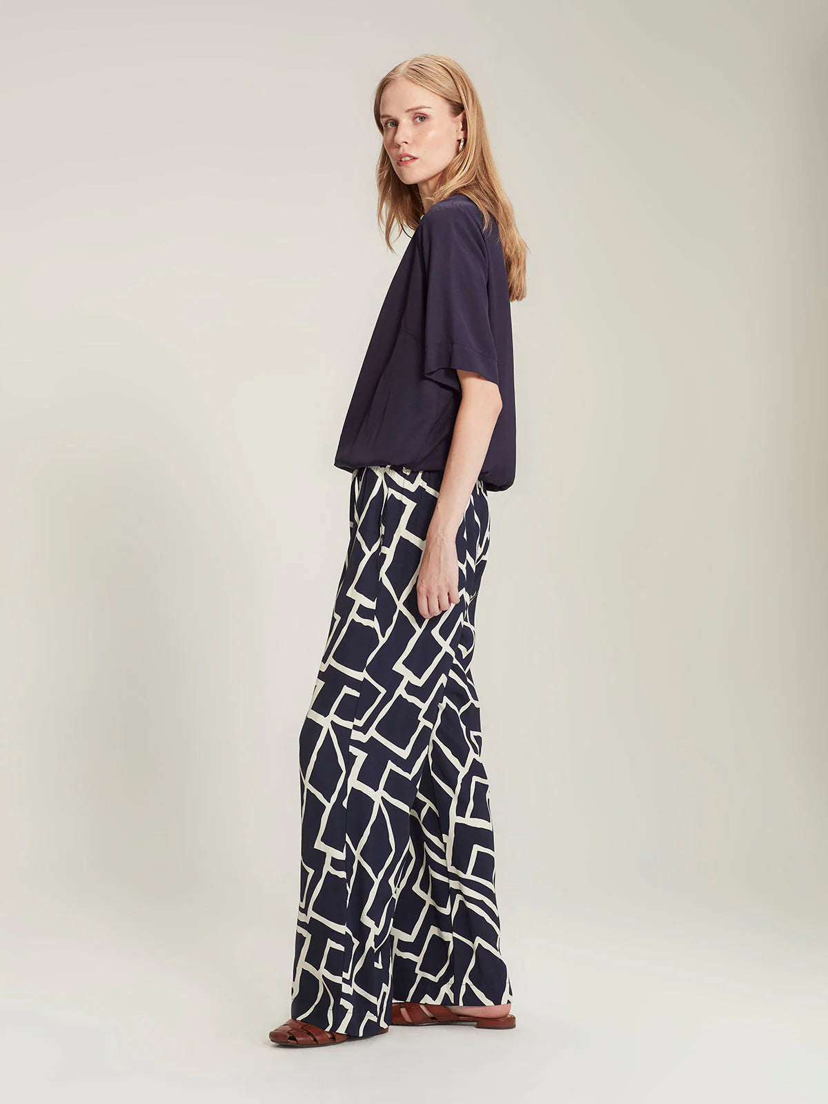 Bennett Print Pant - Navy Print