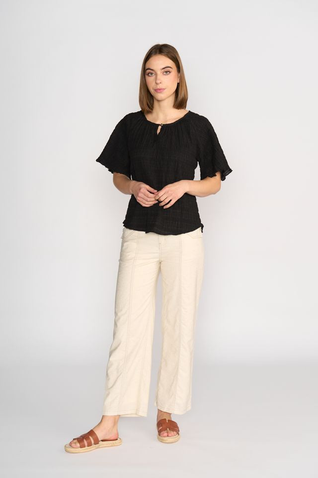 Hazel Top - Black Texture
