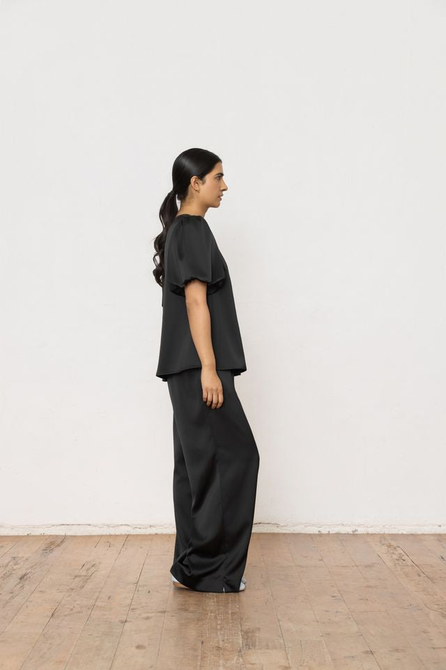 Goldie Top - Black Satin