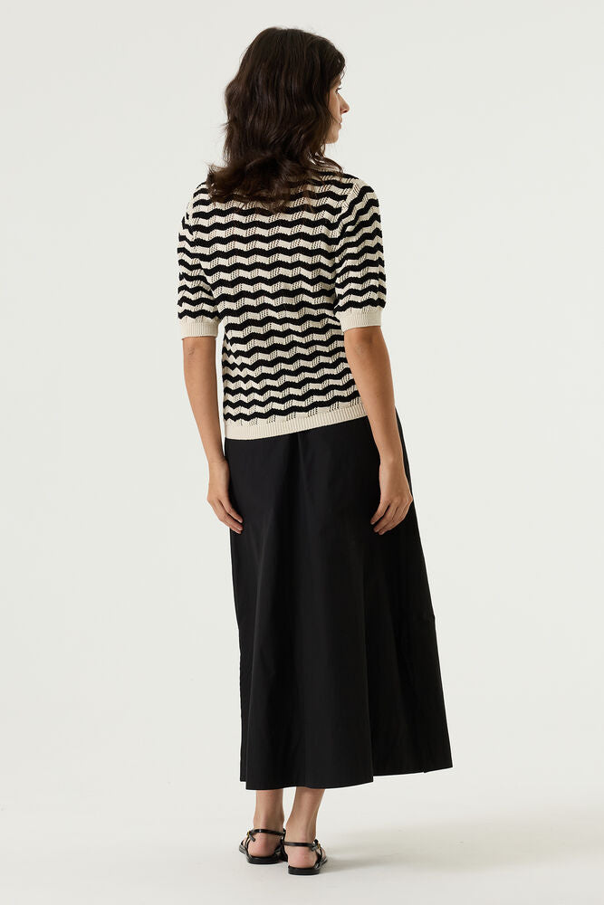 Patterned Cotton Pullover - Cream/Black