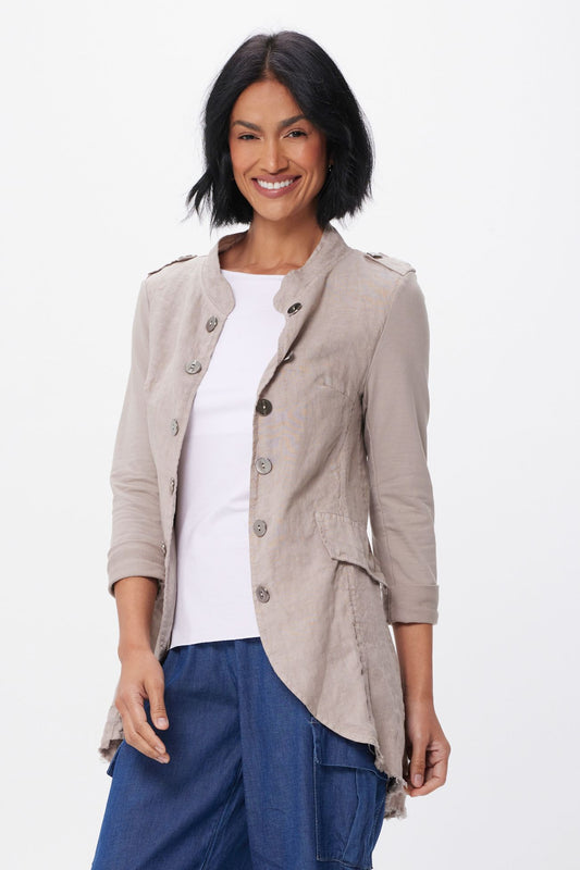 Bernie Linen Jacket - Taupe