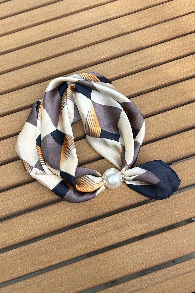 Pearl Fasten Neck Tie - Cityscape