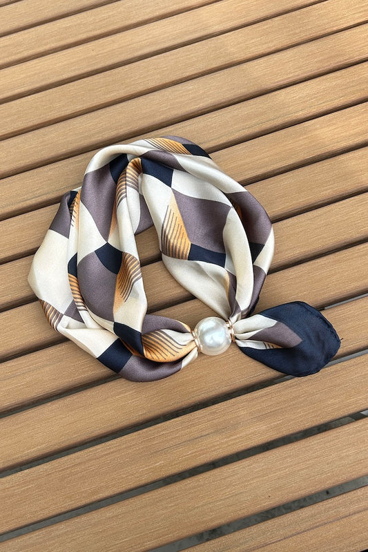 Pearl Fasten Neck Tie - Cityscape
