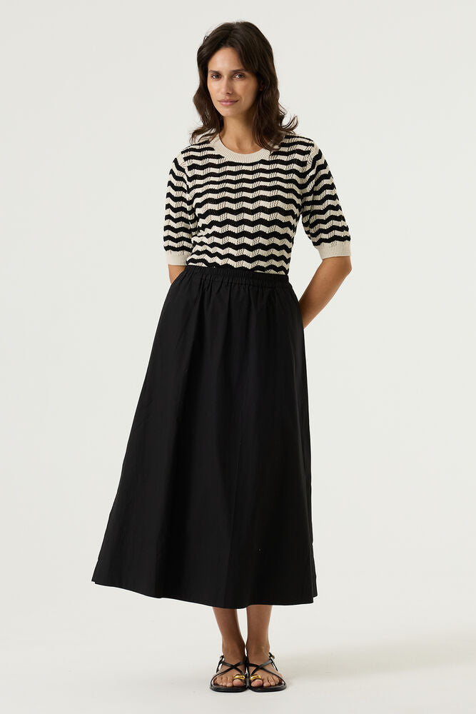 Patterned Cotton Pullover - Cream/Black