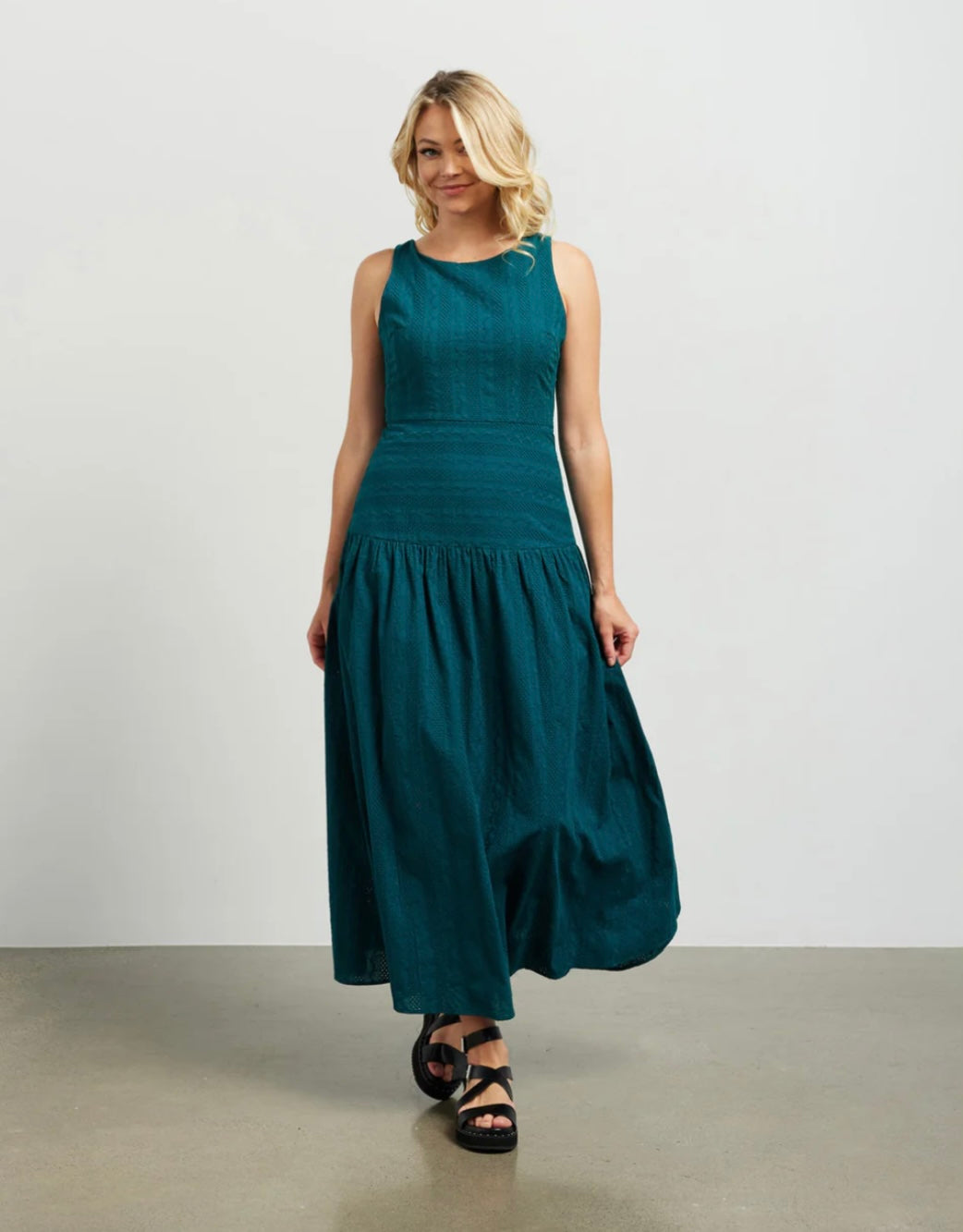 Mila Maxi Dress - Peacock Broderie