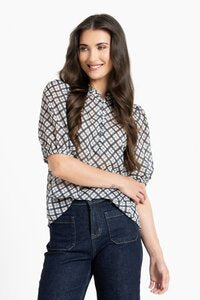 Nina Blouse - Ink Check
