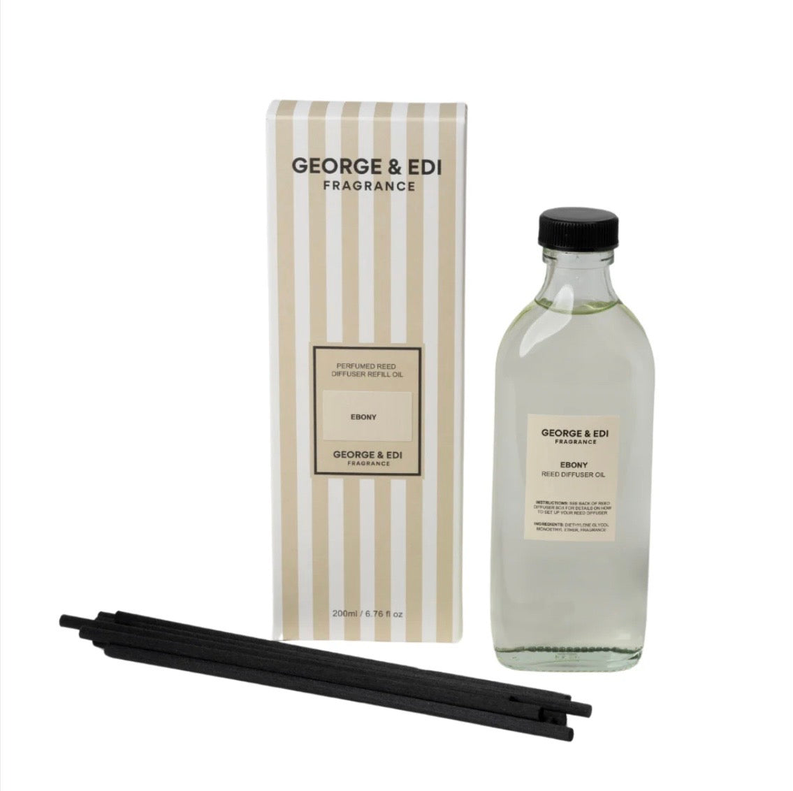 George & Edi - Reed Diffuser Refill 200ml - Ebony
