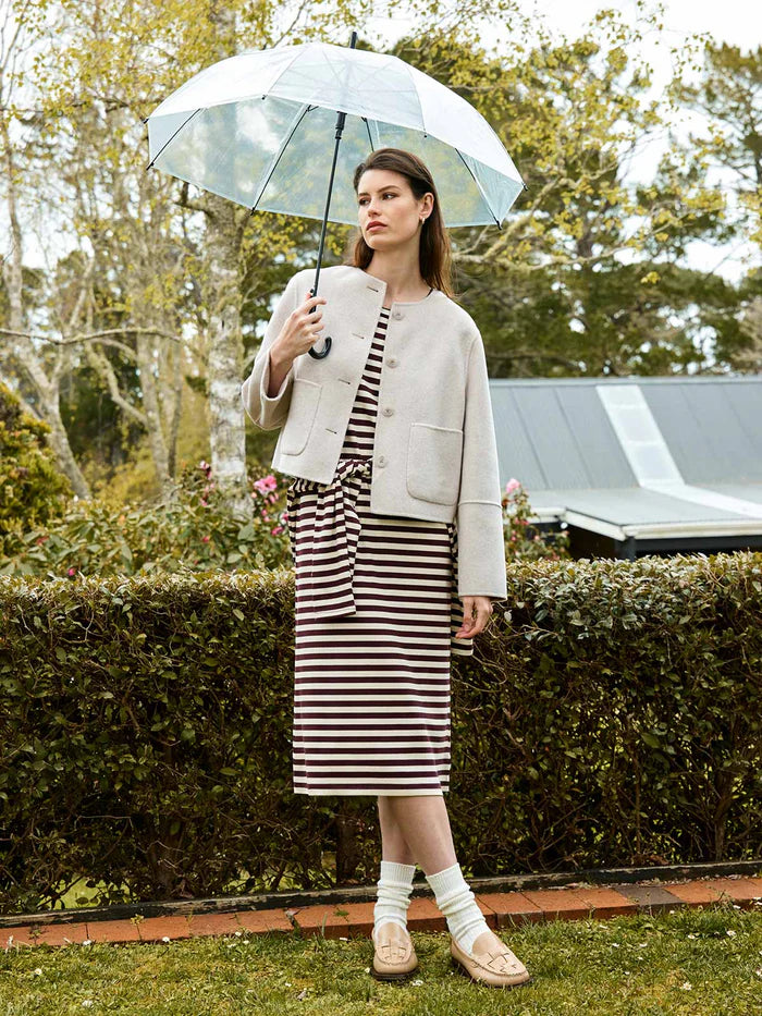 Gianna Striped Dress - Cocoa/Ivory