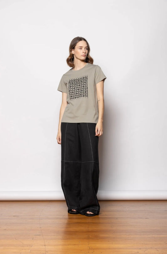 Nice Day T-Shirt - Sage/Black Print